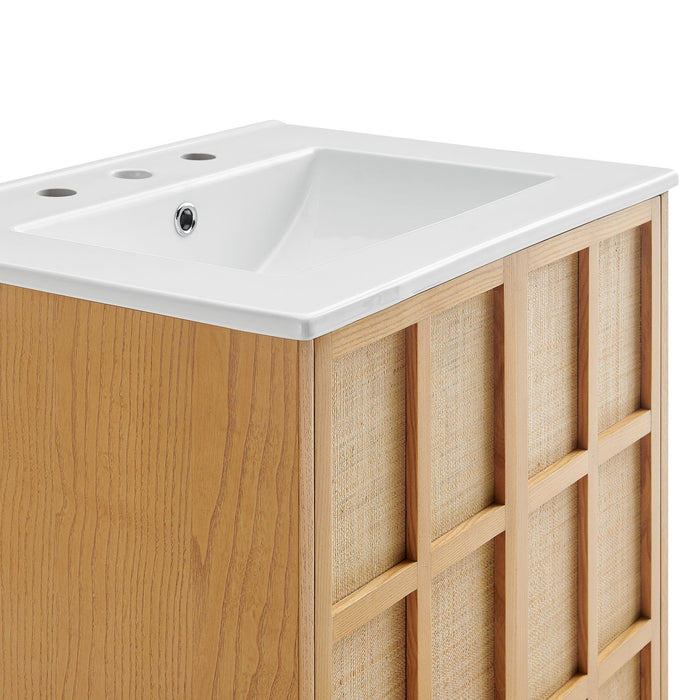 Modway Aiko 24 Inch Japandi Bathroom Vanity in Natural White - lifestyle view 7