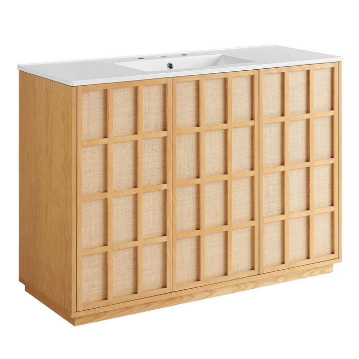 Modway Aiko 48 Inch Japandi Bathroom Vanity in Natural White - front view