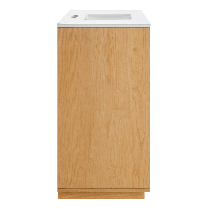 Modway Aiko 48 Inch Japandi Bathroom Vanity in Natural White - angled view