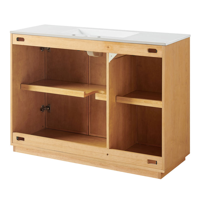 Modway Aiko 48 Inch Japandi Bathroom Vanity in Natural White - side view