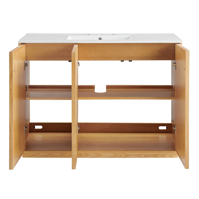 Modway Aiko 48 Inch Japandi Bathroom Vanity in Natural White - lifestyle view