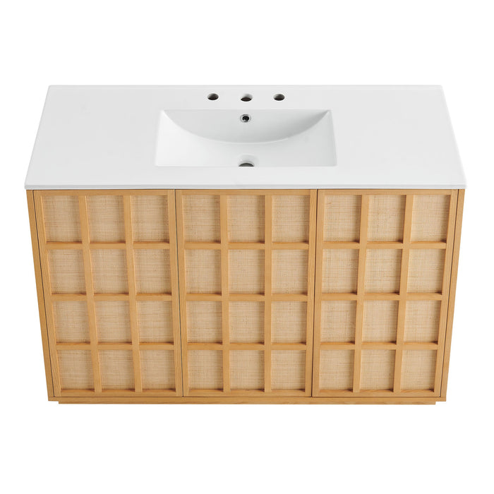 Modway Aiko 48 Inch Japandi Bathroom Vanity in Natural White - lifestyle view 6