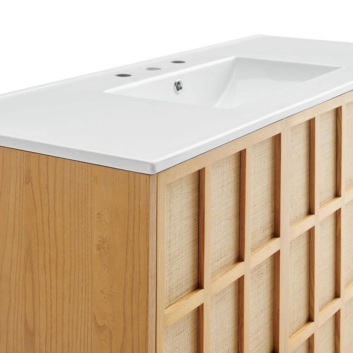 Modway Aiko 48 Inch Japandi Bathroom Vanity in Natural White - lifestyle view 7