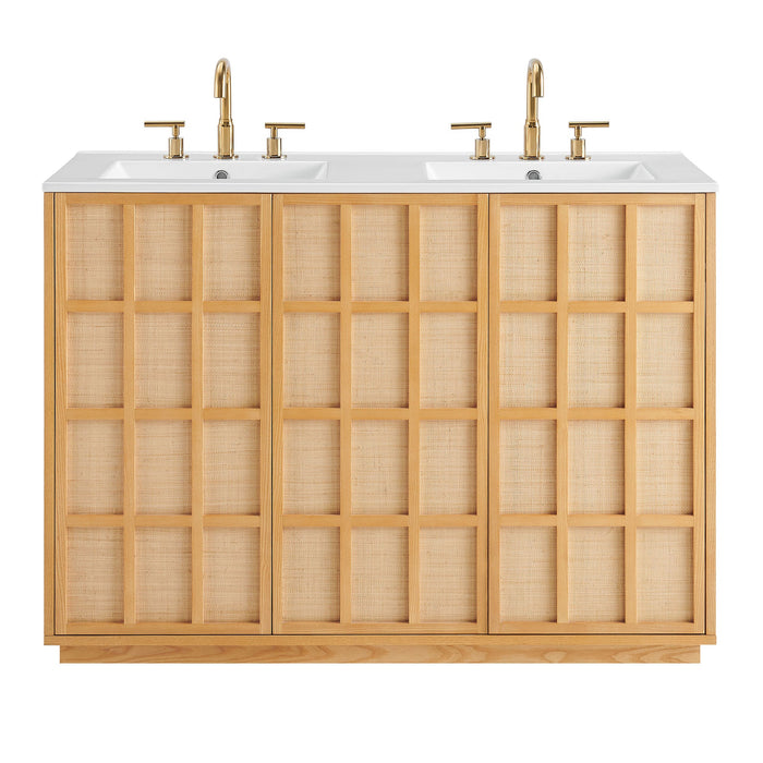 Modway Aiko 48 Inch Double Sink Japandi Bathroom Vanity in Natural White - detail view