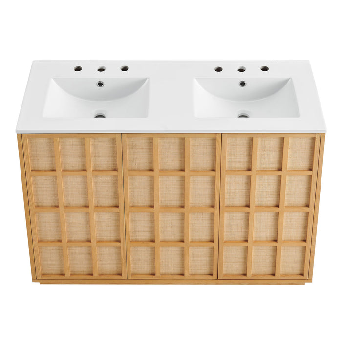 Modway Aiko 48 Inch Double Sink Japandi Bathroom Vanity in Natural White - lifestyle view 6
