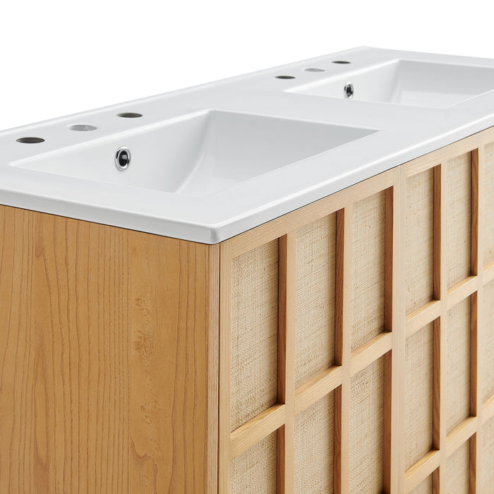 Modway Aiko 48 Inch Double Sink Japandi Bathroom Vanity in Natural White - lifestyle view 7