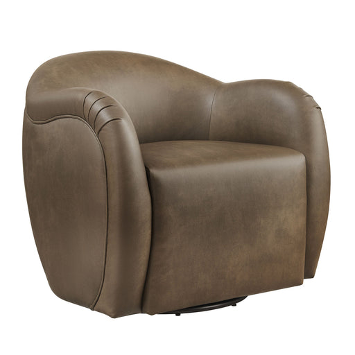 Modway Compose Barrel Vegan Leather Swivel Armchair in Mushroom - front view