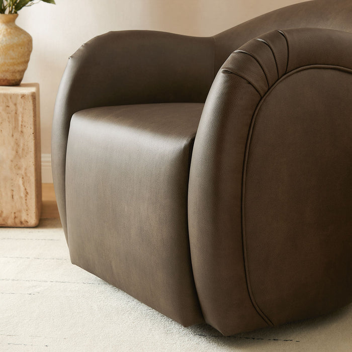 Modway Compose Barrel Vegan Leather Swivel Armchair in Mushroom - lifestyle view 12