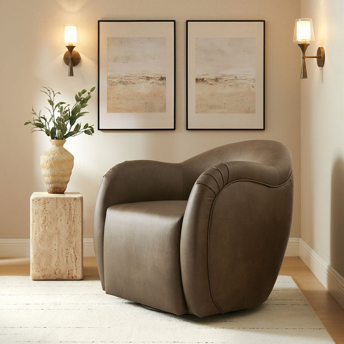 Modway Compose Barrel Vegan Leather Swivel Armchair in Mushroom - lifestyle view 14