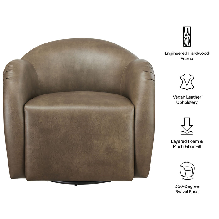 Modway Compose Barrel Vegan Leather Swivel Armchair in Mushroom - dimensions and specifications