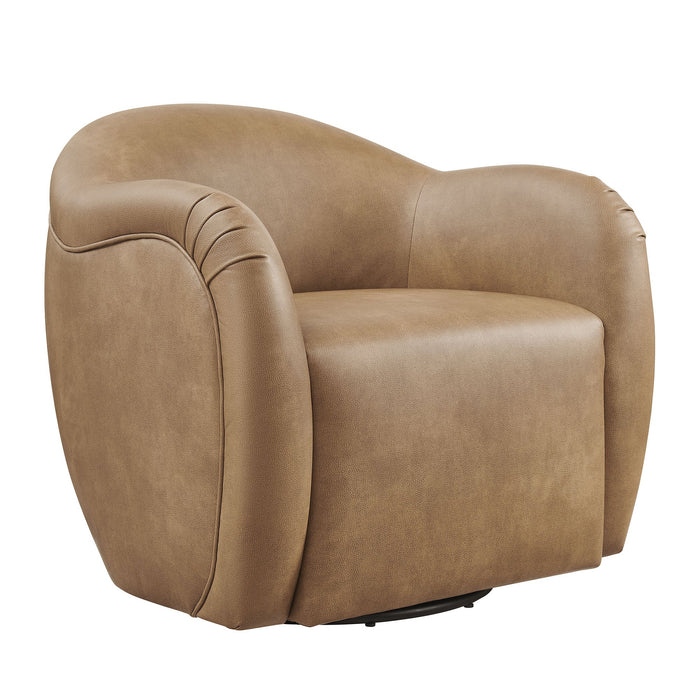 Modway Compose Barrel Vegan Leather Swivel Armchair in Toast - front view