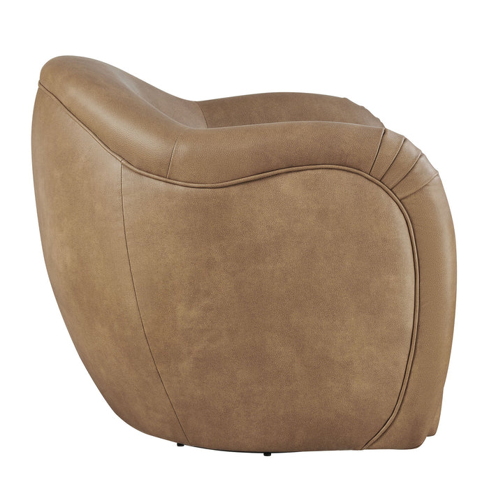 Modway Compose Barrel Vegan Leather Swivel Armchair in Toast - angled view