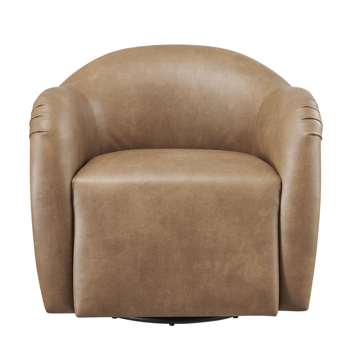 Modway Compose Barrel Vegan Leather Swivel Armchair in Toast - detail view