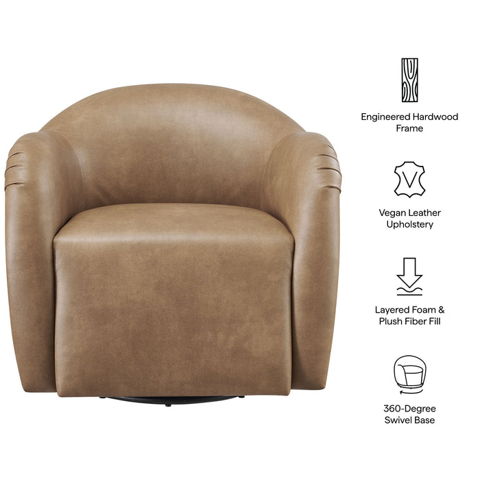 Modway Compose Barrel Vegan Leather Swivel Armchair in Toast - dimensions and specifications
