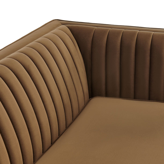 Modway Devote 93 Inch Performance Velvet Channel Tufted Sofa in Carob - lifestyle view