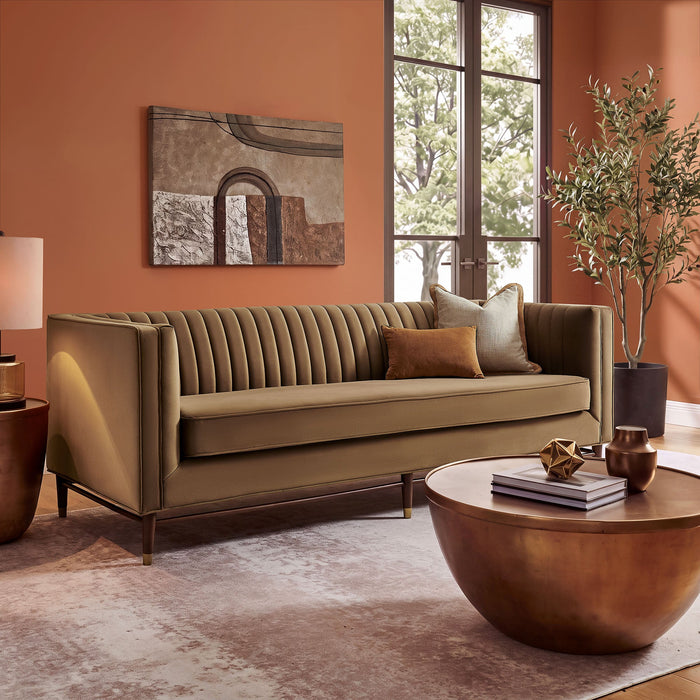 Modway Devote 93 Inch Performance Velvet Channel Tufted Sofa in Carob - lifestyle view 26
