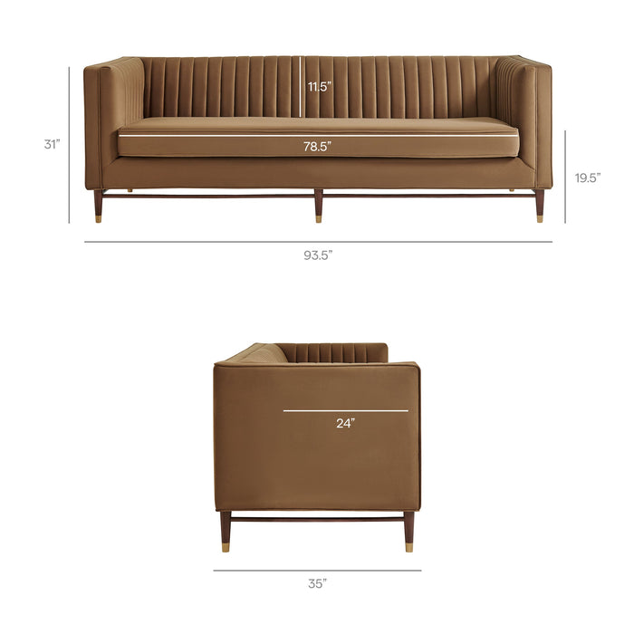 Modway Devote 93 Inch Performance Velvet Channel Tufted Sofa in Carob - dimensions and specifications 32