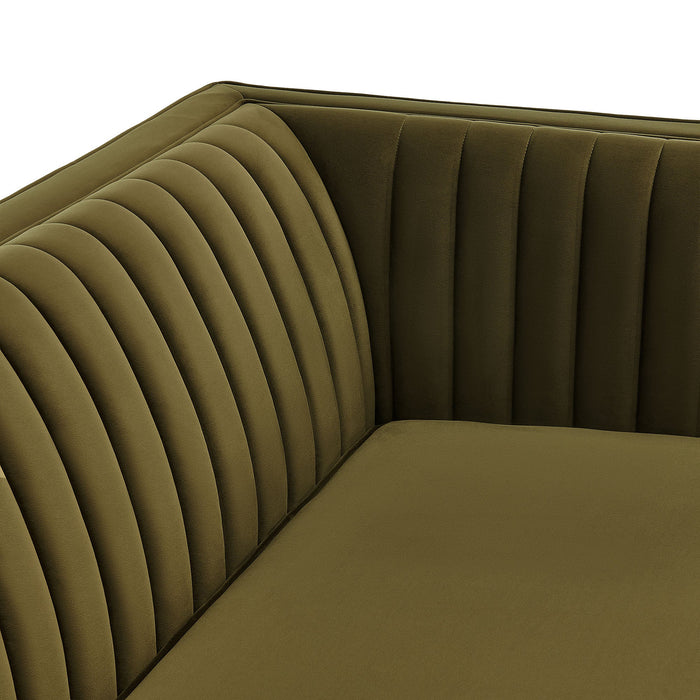 Modway Devote 93 Inch Performance Velvet Channel Tufted Sofa in Cypress - lifestyle view