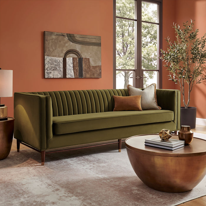 Modway Devote 93 Inch Performance Velvet Channel Tufted Sofa in Cypress - lifestyle view 25