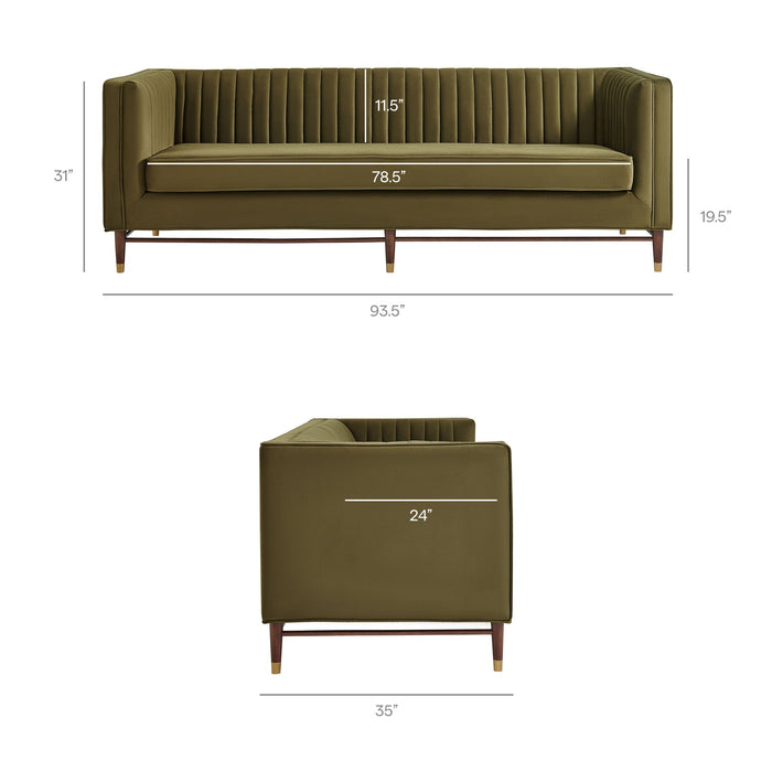 Modway Devote 93 Inch Performance Velvet Channel Tufted Sofa in Cypress - dimensions and specifications 30
