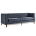 Modway Devote 93 Inch Performance Velvet Channel Tufted Sofa in Marine - front view