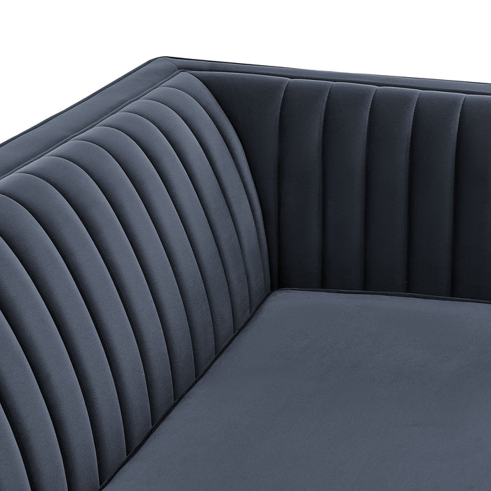 Modway Devote 93 Inch Performance Velvet Channel Tufted Sofa in Marine - lifestyle view