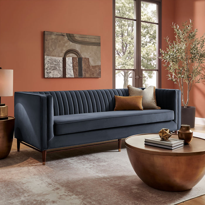 Modway Devote 93 Inch Performance Velvet Channel Tufted Sofa in Marine - lifestyle view 27