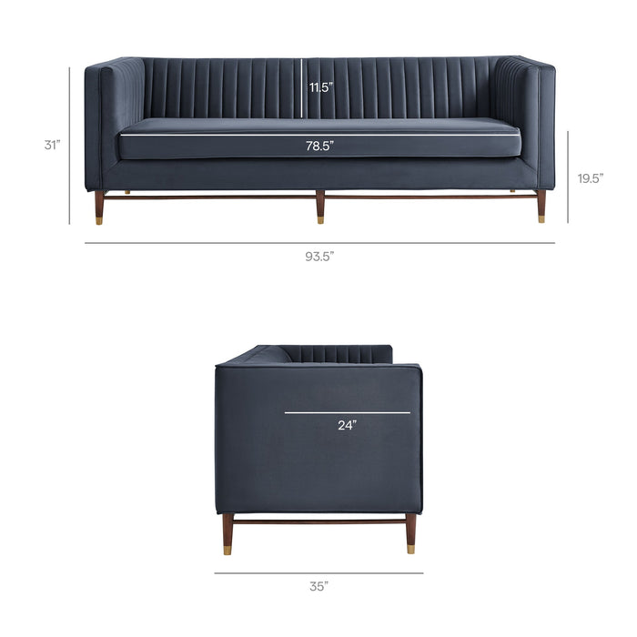 Modway Devote 93 Inch Performance Velvet Channel Tufted Sofa in Marine - dimensions and specifications 34