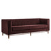 Modway Devote 93 Inch Performance Velvet Channel Tufted Sofa in Mulberry - front view