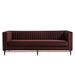 Modway Devote 93 Inch Performance Velvet Channel Tufted Sofa in Mulberry - detail view