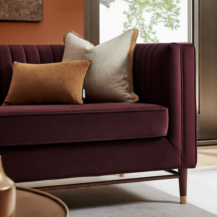 Modway Devote 93 Inch Performance Velvet Channel Tufted Sofa in Mulberry - lifestyle view 24