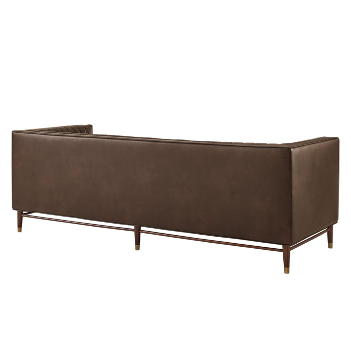 Modway Devote 93 Inch Vegan Leather Channel Tufted Sofa in Espresso - side view