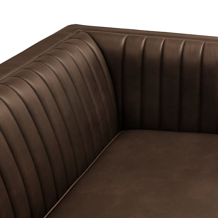 Modway Devote 93 Inch Vegan Leather Channel Tufted Sofa in Espresso - lifestyle view