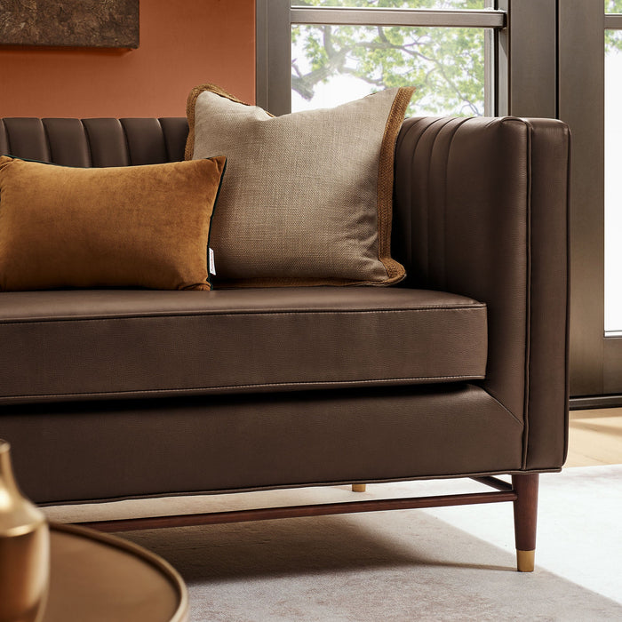 Modway Devote 93 Inch Vegan Leather Channel Tufted Sofa in Espresso - lifestyle view 12