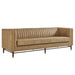 Modway Devote 93 Inch Vegan Leather Channel Tufted Sofa in Toast - front view