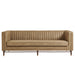 Modway Devote 93 Inch Vegan Leather Channel Tufted Sofa in Toast - detail view