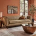 Modway Devote 93 Inch Vegan Leather Channel Tufted Sofa in Toast - lifestyle view 13