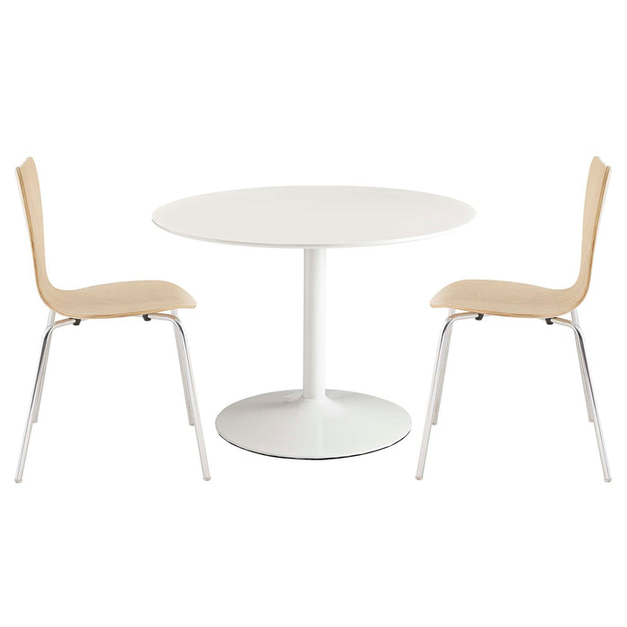 Modway Revolve 3 Piece Dining Set in Brown - Detail View