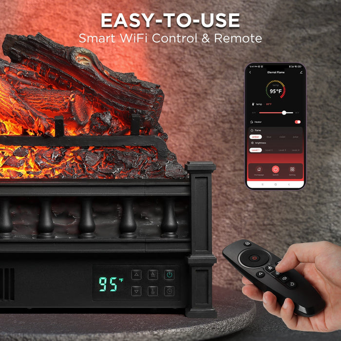 Eternal Flame EF26-LG Smart Electric Fireplace Logs, WiFi Enabled