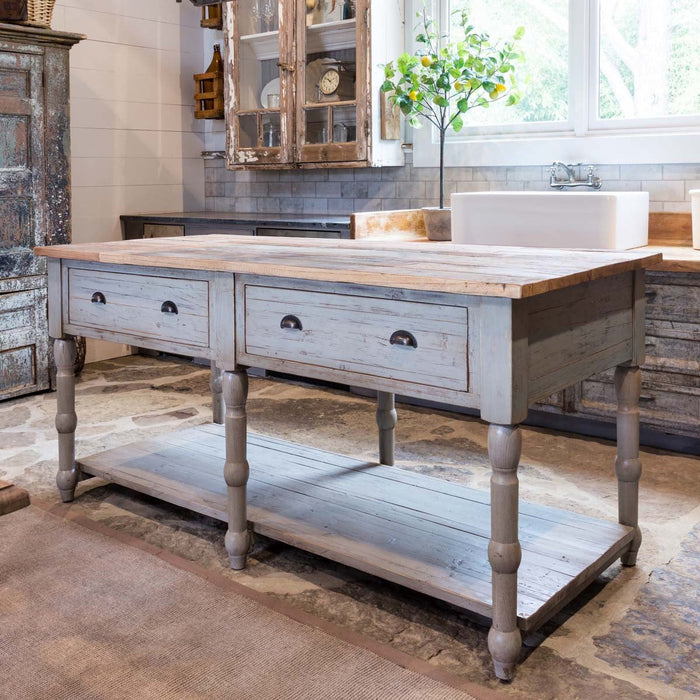 Park Hill Collections Country French Painted French Island with Old Elm Top EFC81573 Park Hill Collection