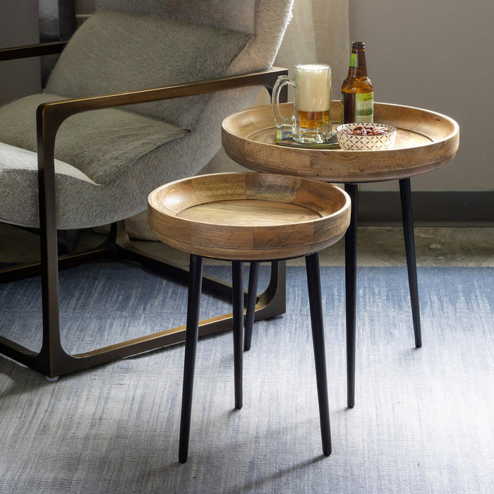 Park Hill Collection Urban Living Nested Wood and Iron Occasional Tables, Set of 2 EFS06054 Park Hill Collection