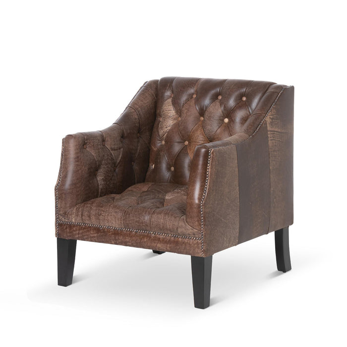 Park Hill Collection Brent Tufted Leather Club Chair in Vintage Umber (EFS36166) Parkhillcollection