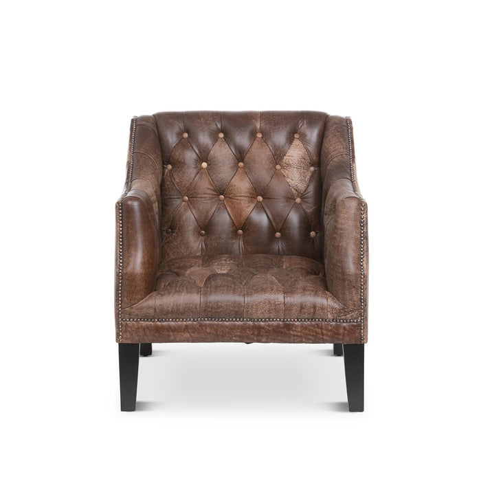 Park Hill Collection Brent Tufted Leather Club Chair in Vintage Umber (EFS36166) Parkhillcollection
