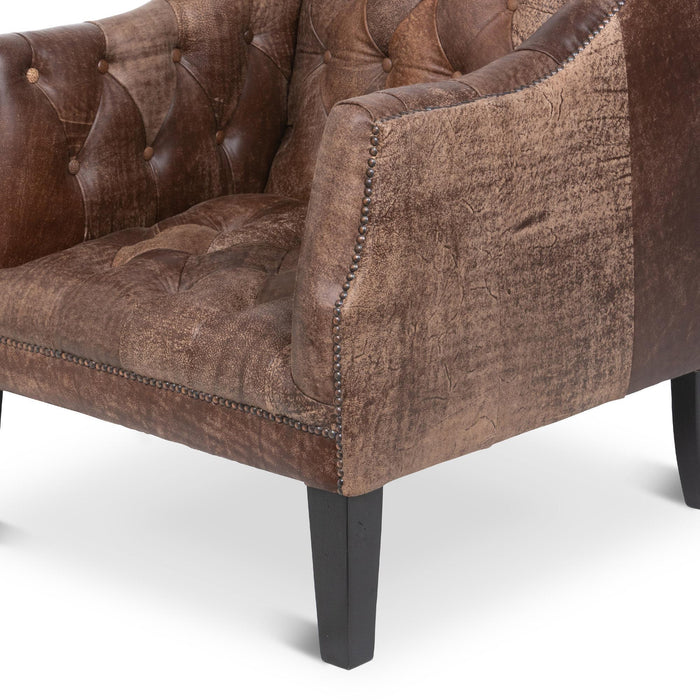 Park Hill Collection Brent Tufted Leather Club Chair in Vintage Umber (EFS36166) Parkhillcollection