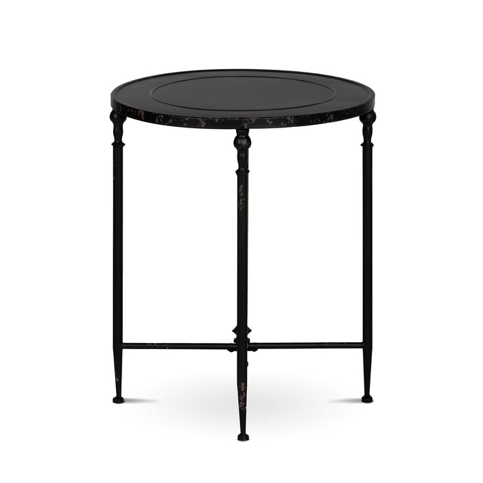 Park Hill Antiqued Black Metal Round Side Table Default Side Table front view