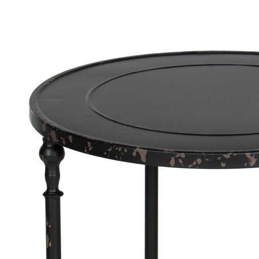 Park Hill Antiqued Black Metal Round Side Table Default Side Table angle view
