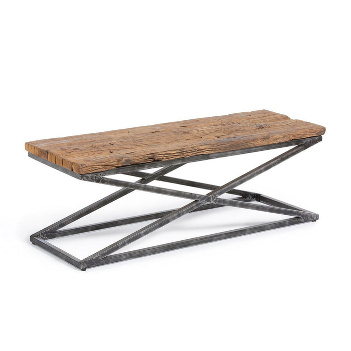 Park Hill Collection Lodge Railway Wood and Iron Coffee Table EFT06056 Park Hill Collection