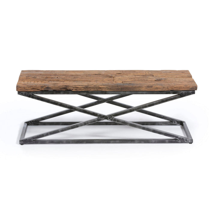 Park Hill Collection Lodge Railway Wood and Iron Coffee Table EFT06056 Park Hill Collection
