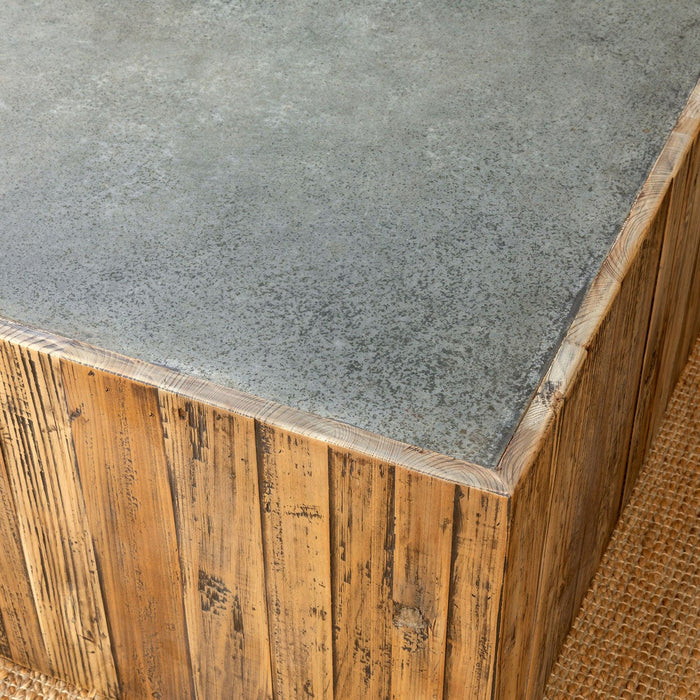 Park Hill Collection Coastal Cottage Aged Zinc Top Platform Coffee Table EFT06097 Park Hill Collection