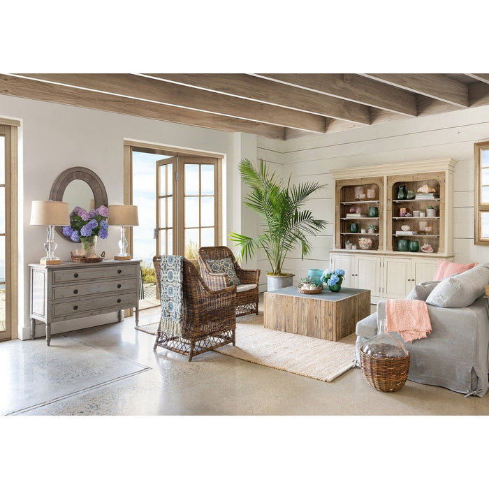 Park Hill Collection Coastal Cottage Aged Zinc Top Platform Coffee Table EFT06097 Park Hill Collection